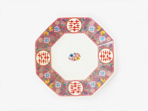 紫彩唐草6寸八角シューマイ皿(約18×5㎝)