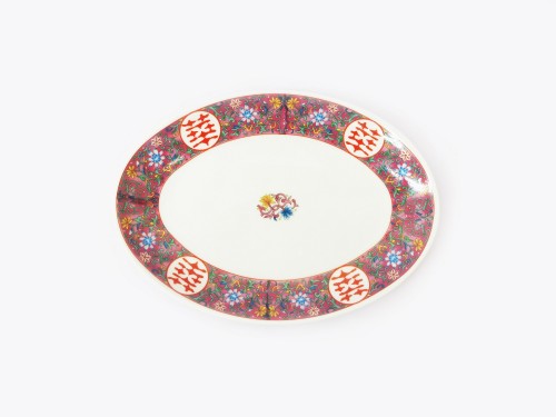 紫彩唐草9寸メタ玉プラター(約24×17×2.5㎝)