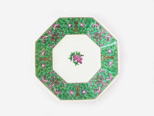緑彩宝華6寸八角シューマイ皿(約18×5㎝)