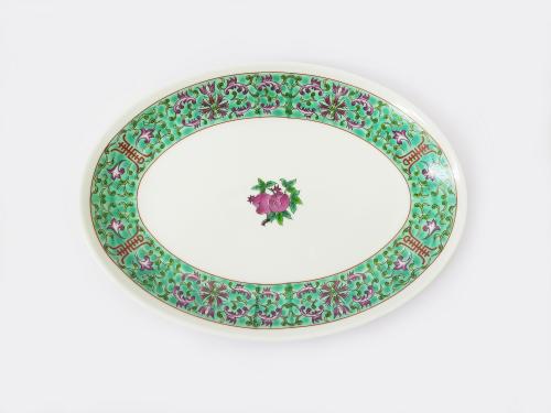 緑彩宝華9寸メタ玉プラター(約24×17×2.5㎝)