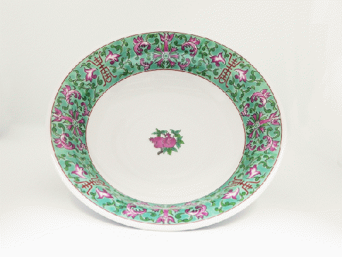 緑彩宝華7寸高台皿(約22×6.4㎝)