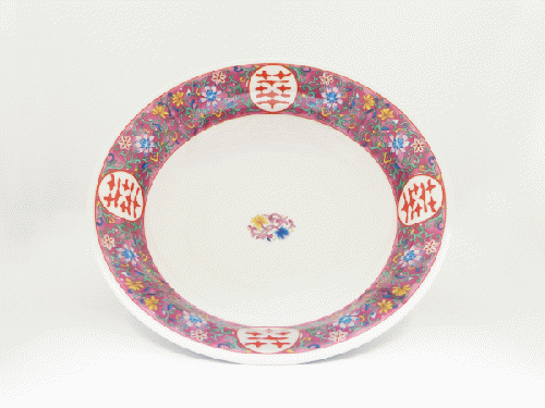 紫彩唐草7寸高台皿(22×6.4㎝)